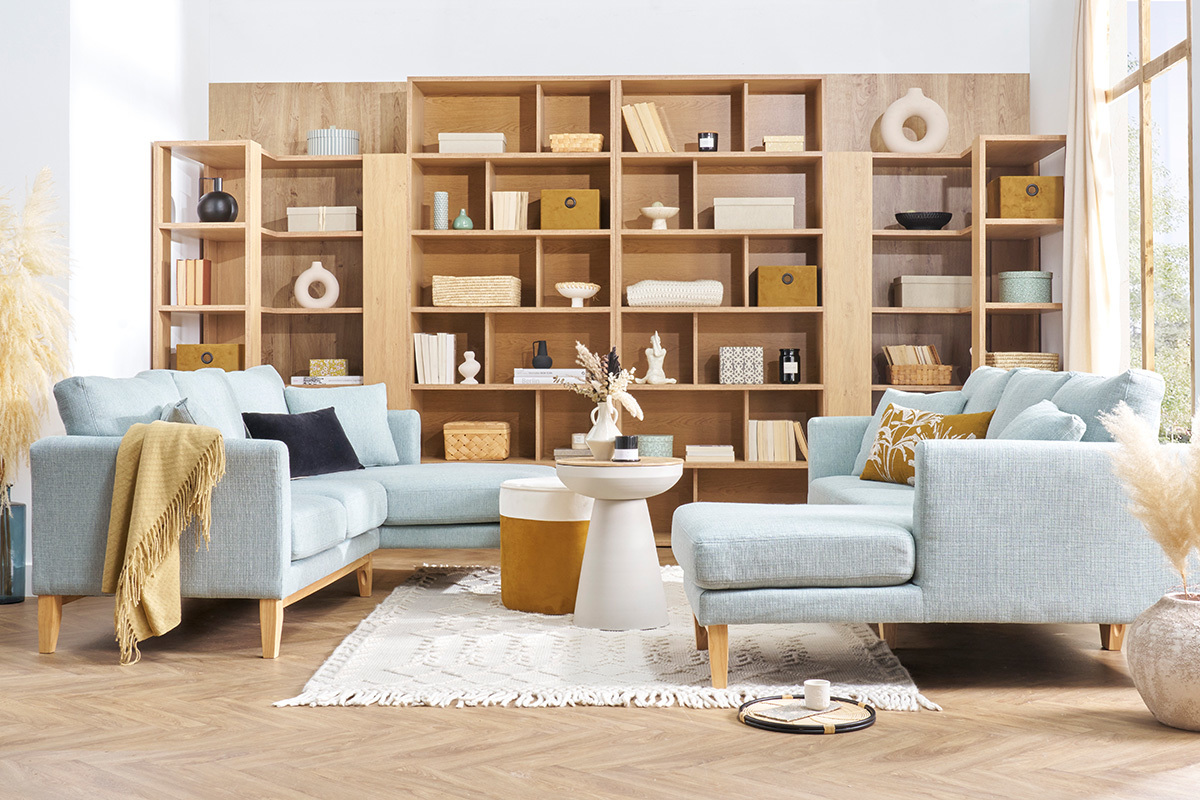 Biblioth�que design finition bois clair ch�ne L92 cm EPURE