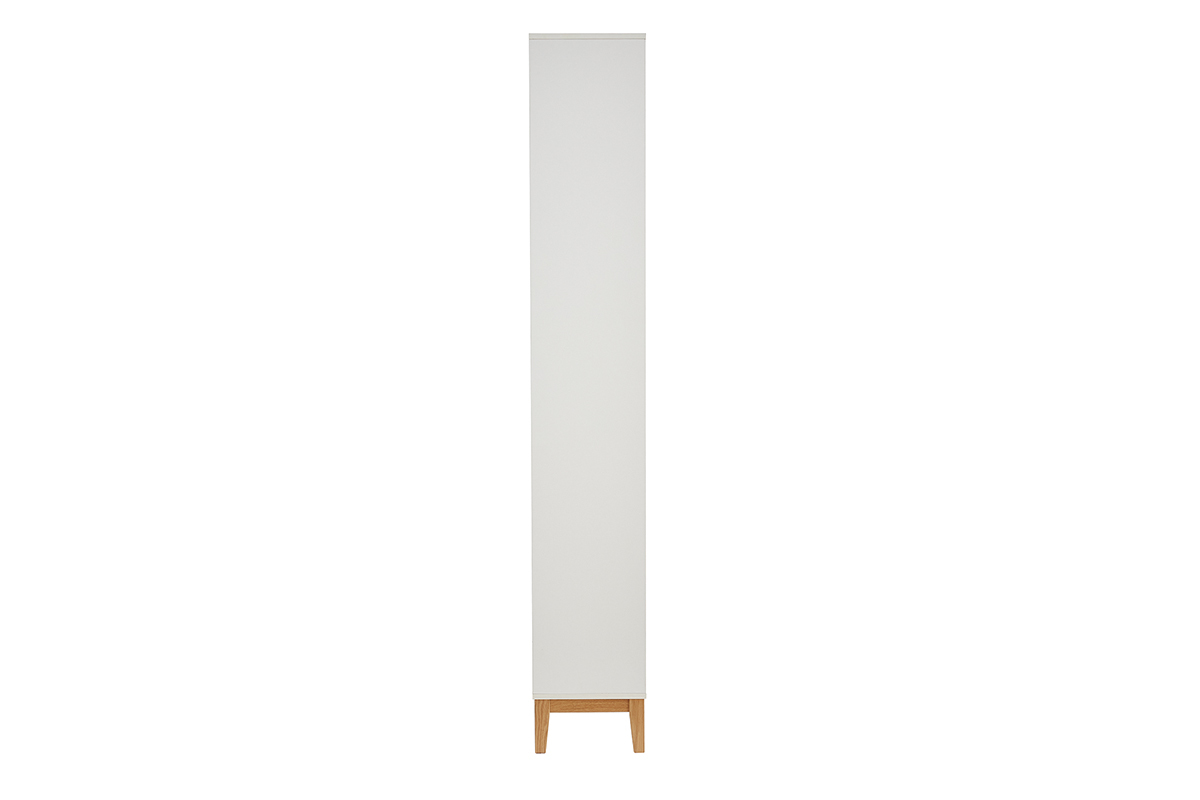 Biblioth�que scandinave en bois clair ch�ne et blanc L90 cm ABEL