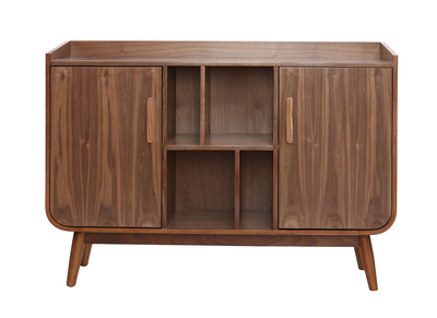 Buffet vintage en bois fonc&eacute; noyer 2 portes L122 cm HALLEN