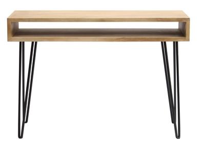 Bureau avec rangement en bois manguier massif et m&eacute;tal noir L116 cm VIBES
