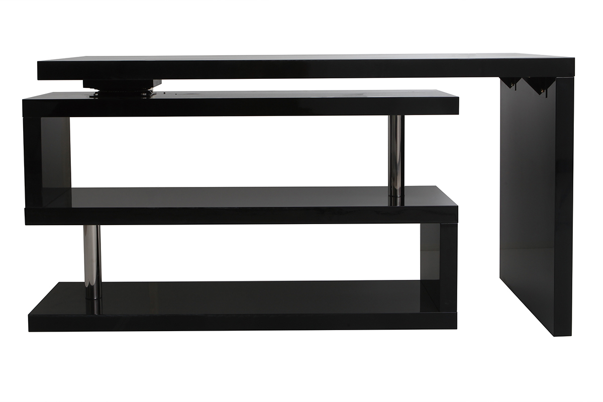Bureau modulable design noir laqu� L140-218 cm MAX