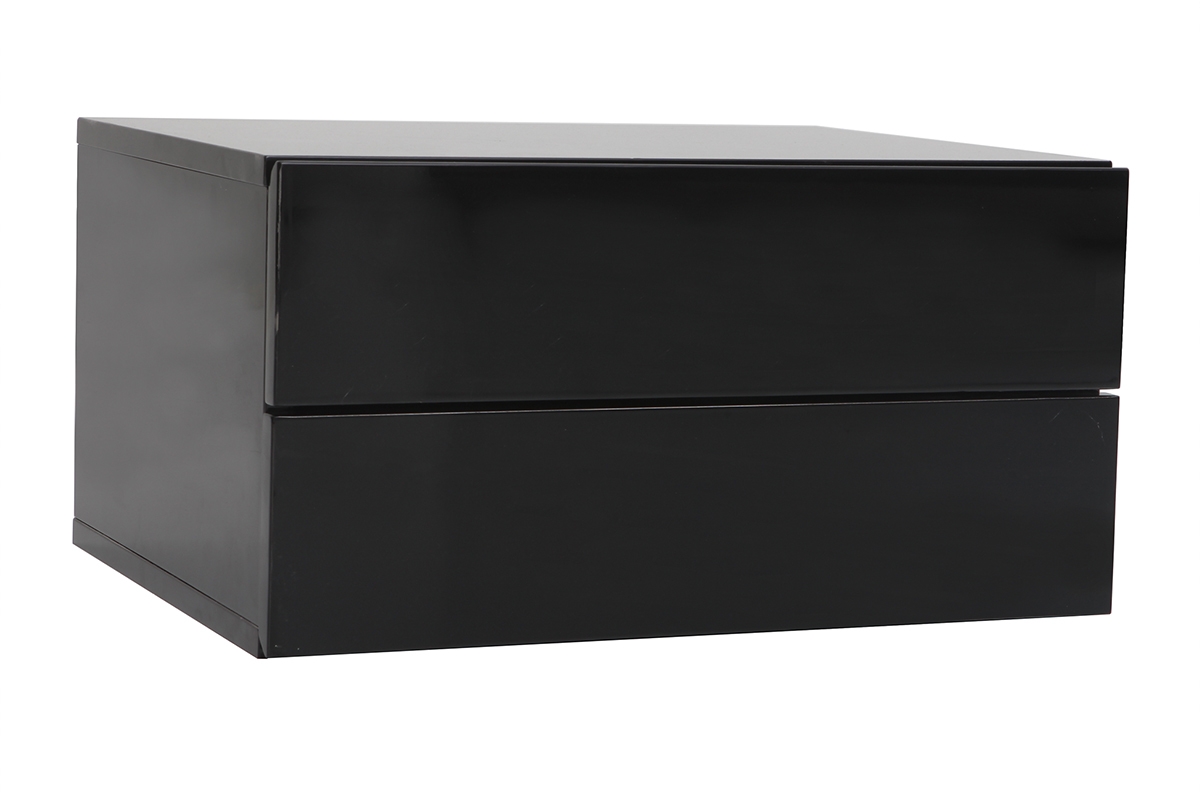Caisson de rangement 2 tiroirs noir laqu� MAX