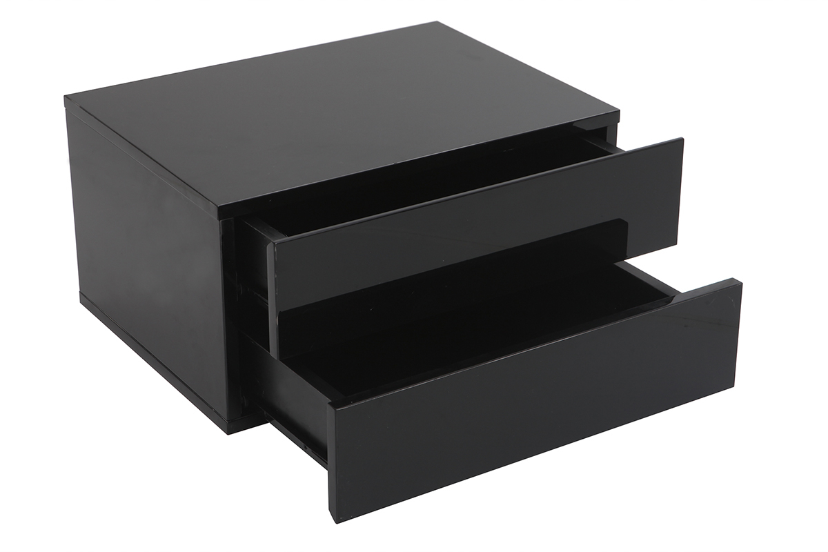 Caisson de rangement 2 tiroirs noir laqu� MAX