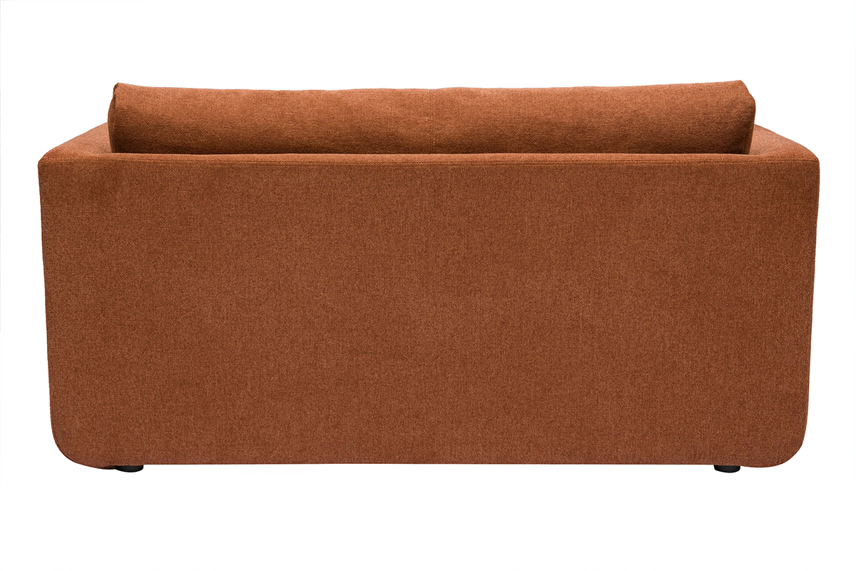 Canap� convertible 2 places en tissu effet velours textur� terre br�l�e LEON