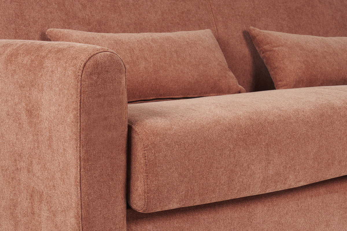 Canap� convertible 3 places en tissu effet velours terre br�l�e avec matelas 13 cm LETTO