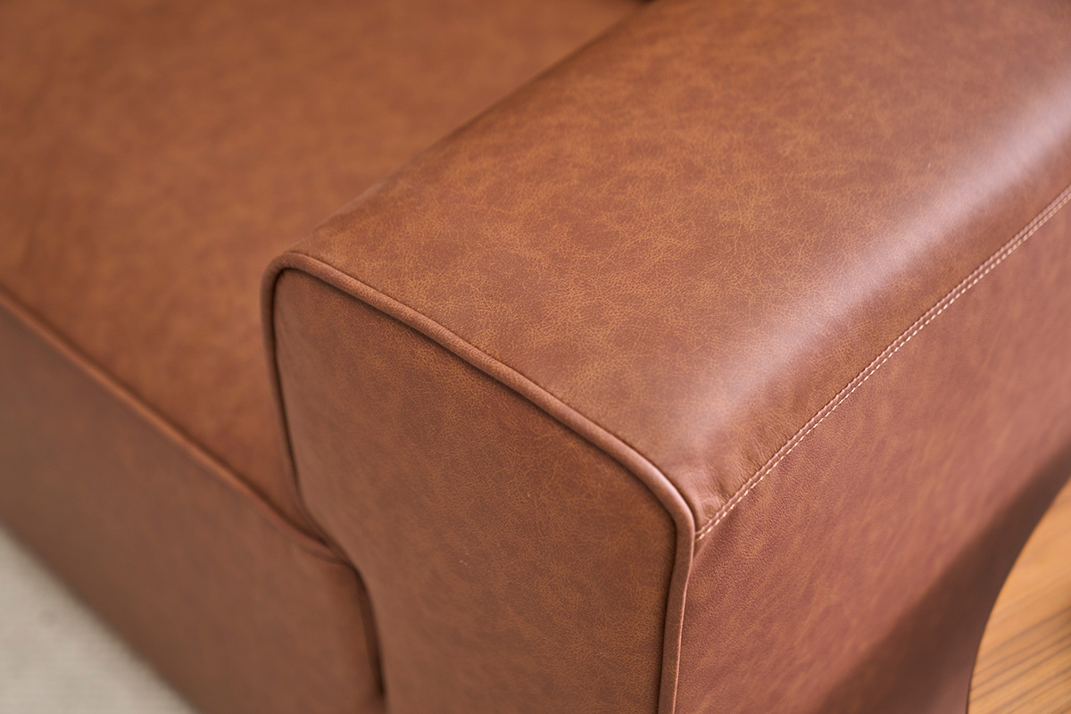 Canap� d'angle modulable 4 places en cuir marron FERGUS