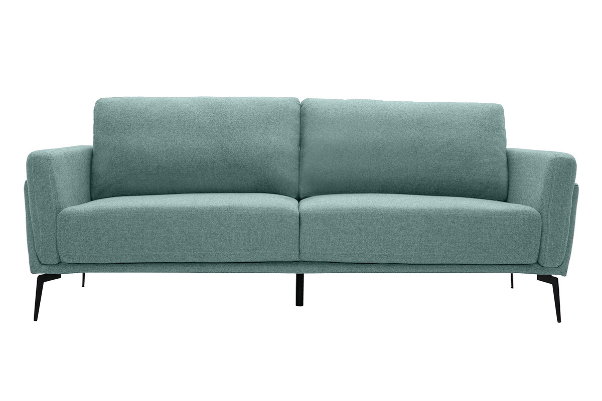 Canap� design 3 places en tissu vert de gris et m�tal noir MOSCO