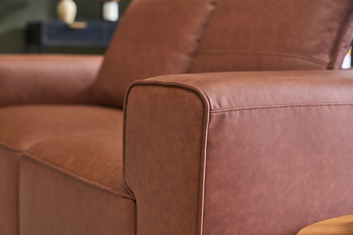 Canap� modulable 2 places en cuir marron FERGUS
