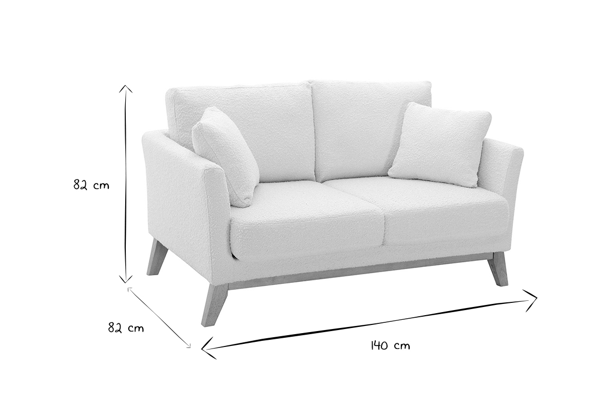 Dimensions du canap� scandinave d�houssable 2 places : L140 x P82 x H82 cm en noir et blanc.