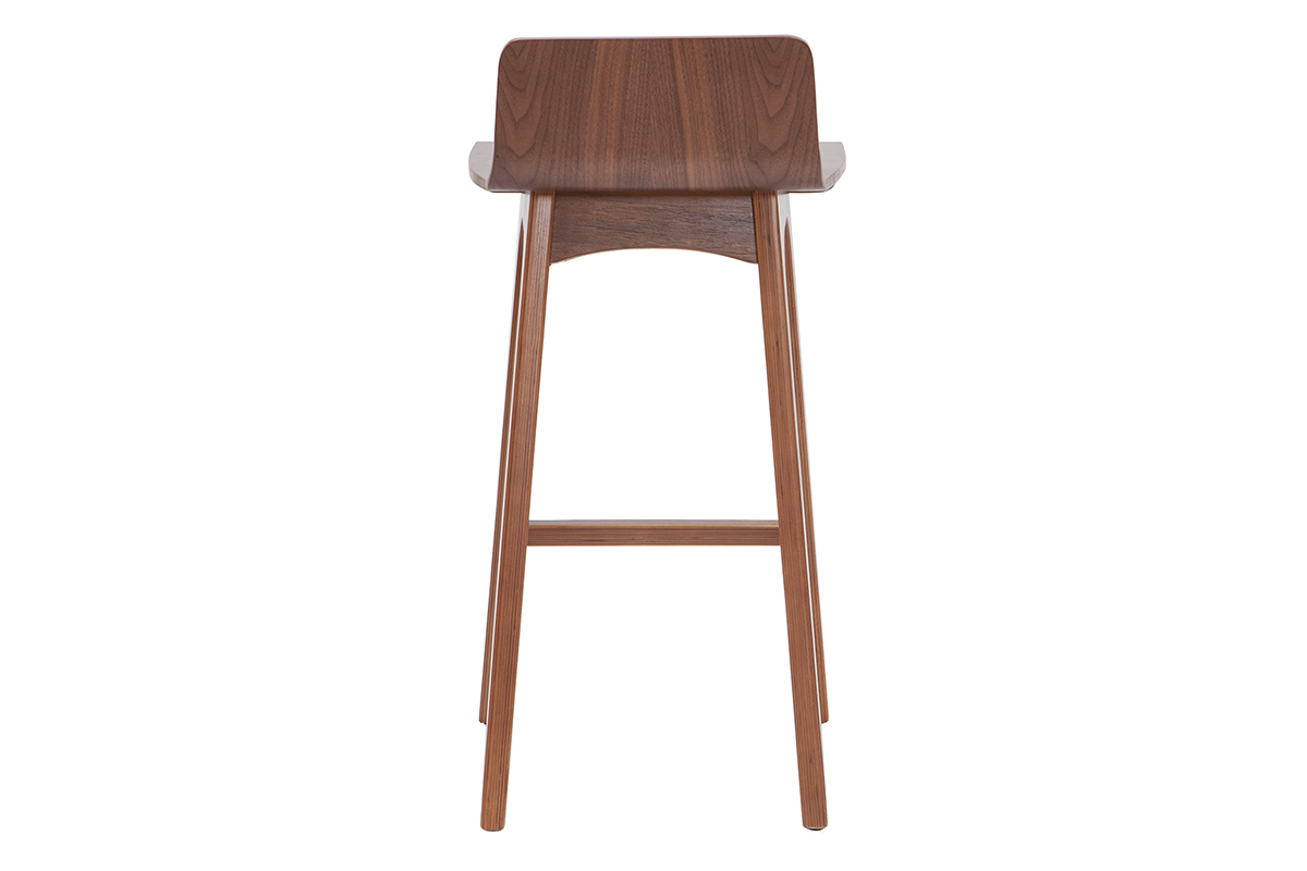 Chaise de bar scandinave bois fonc� H65 cm BALTIK