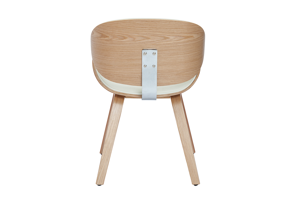 Chaise design blanc et bois clair WALNUT vue de dos.