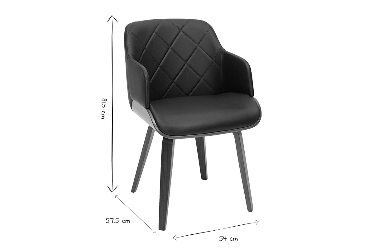 Chaise design noir et bois fonc� LUCIEN