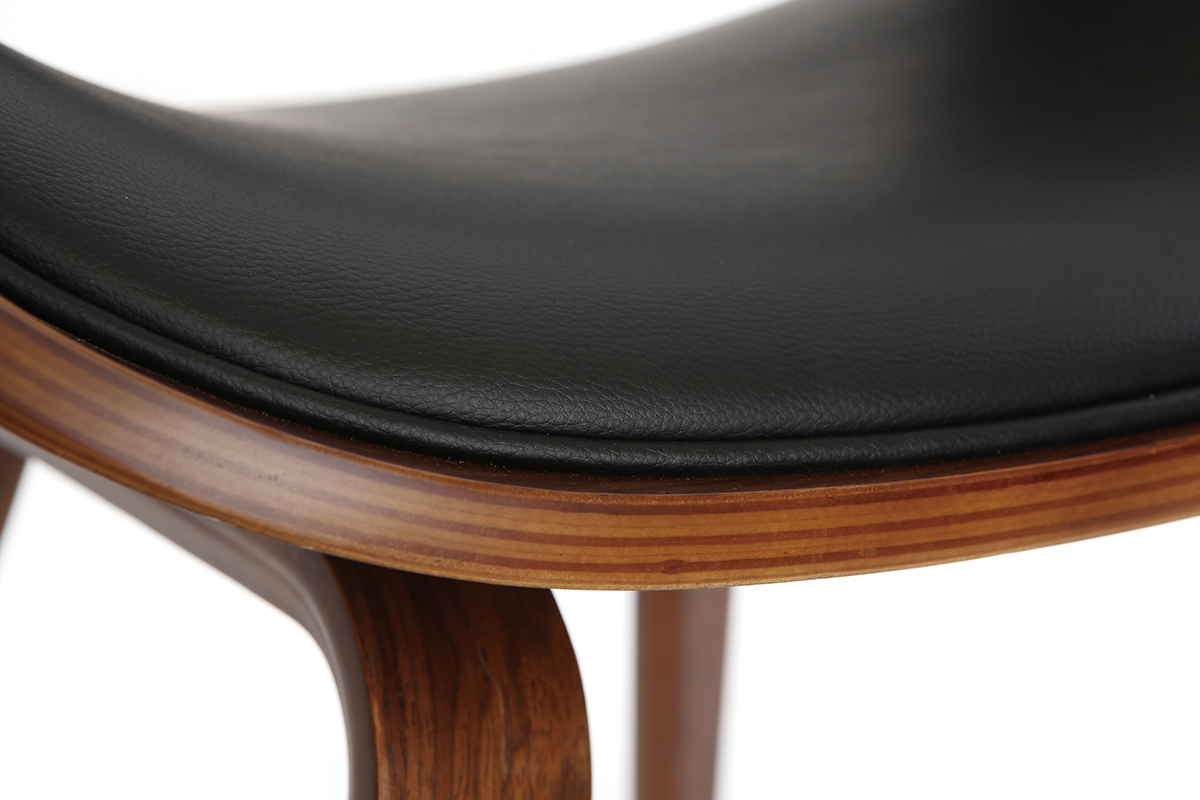 Chaise design noir et bois fonc� noyer BENT