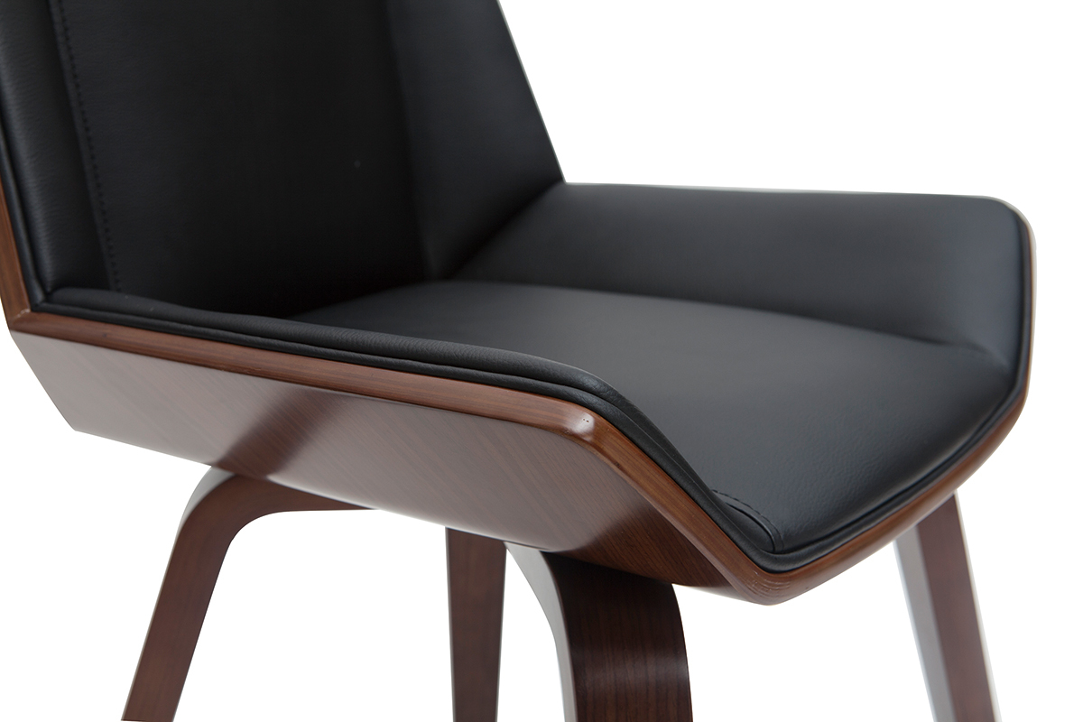Chaise design noir et bois fonc� noyer MELKIOR