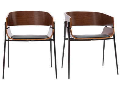 Chaises design bois fonc&eacute; et m&eacute;tal noir (lot de 2) WESS