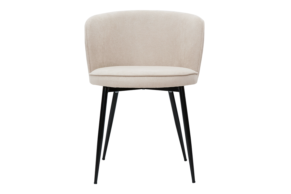 Chaises design en tissu effet velours beige et m�tal noir (lot de 2) SERIF