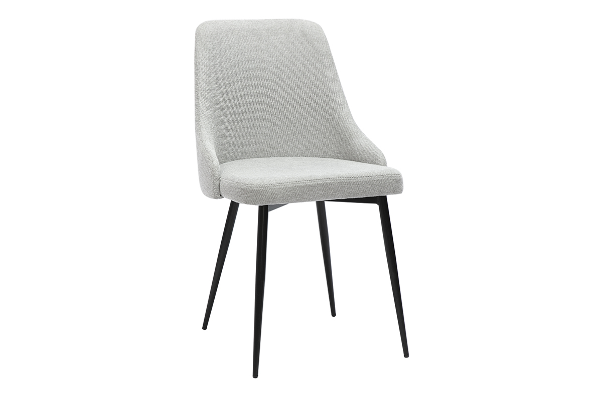 Chaises design en tissu effet velours textur� gris clair et m�tal noir (lot de 2) CULT