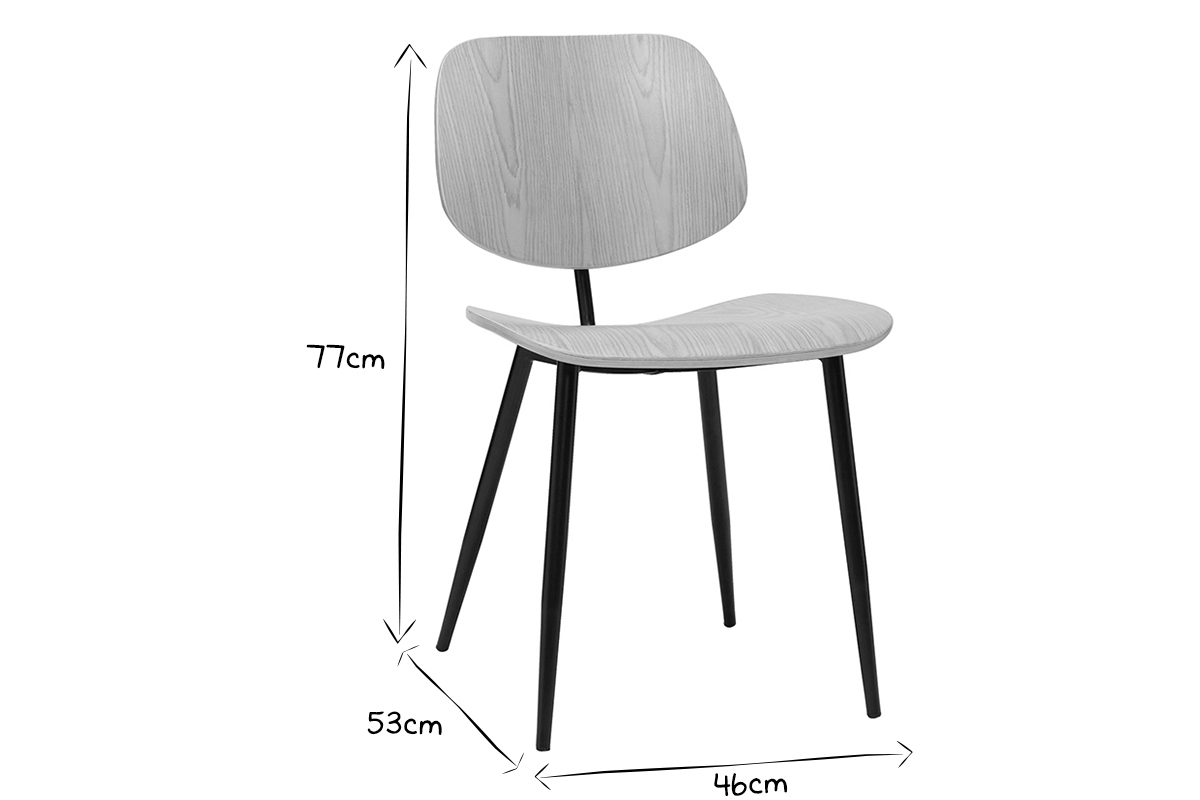 Chaises design noire en bois noir et m�tal (lot de 2) TOBIAS
