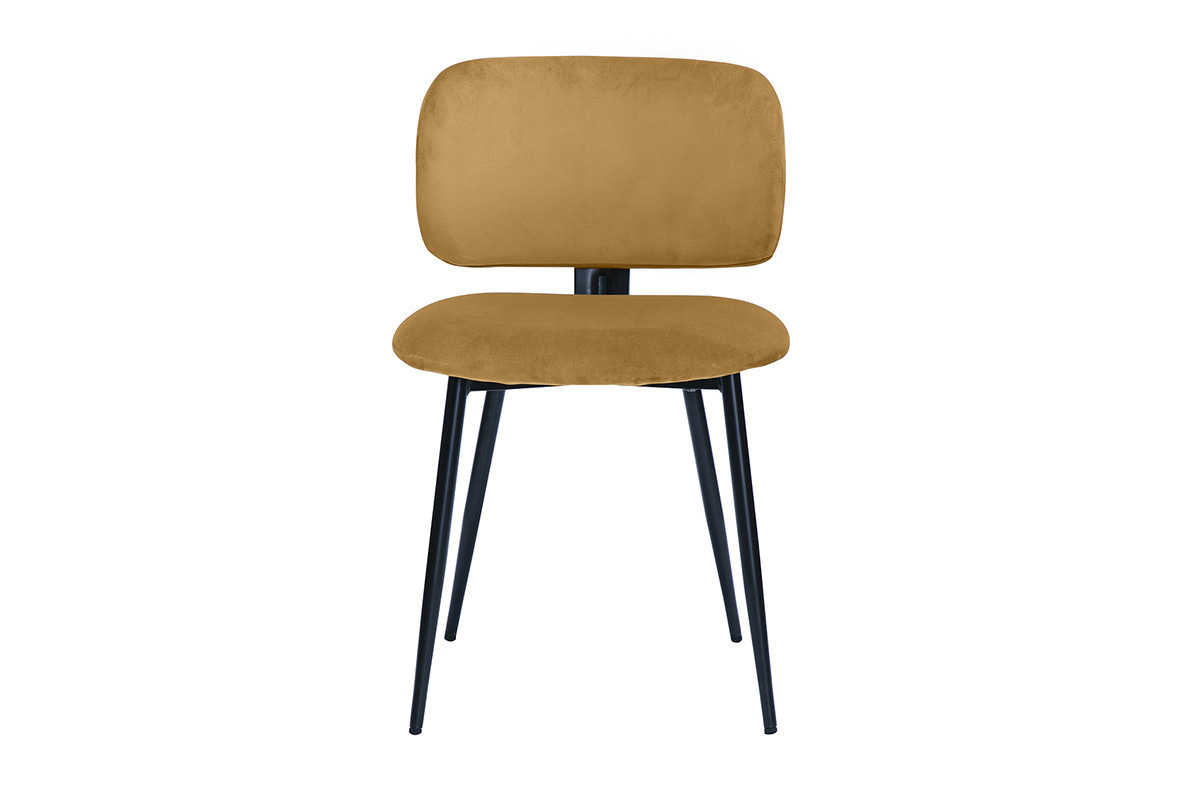 Chaises en tissu velours bronze et m�tal noir (lot de 2) ATRIUM