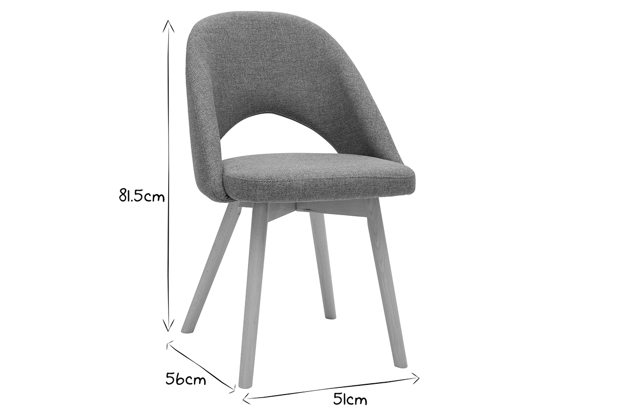 Chaises scandinaves en tissu effet velours textur� gris et bois clair (lot de 2) COSETTE