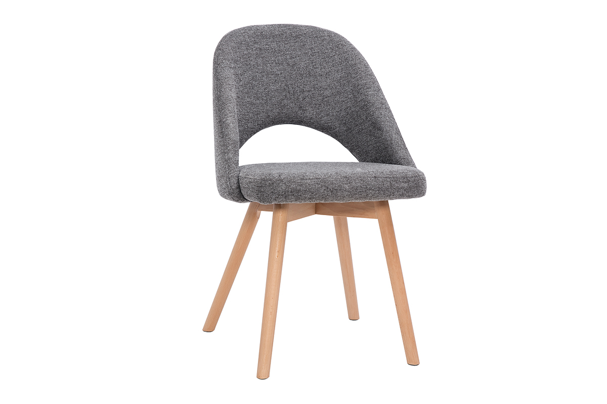 Chaises scandinaves en tissu effet velours textur� gris et bois clair (lot de 2) COSETTE