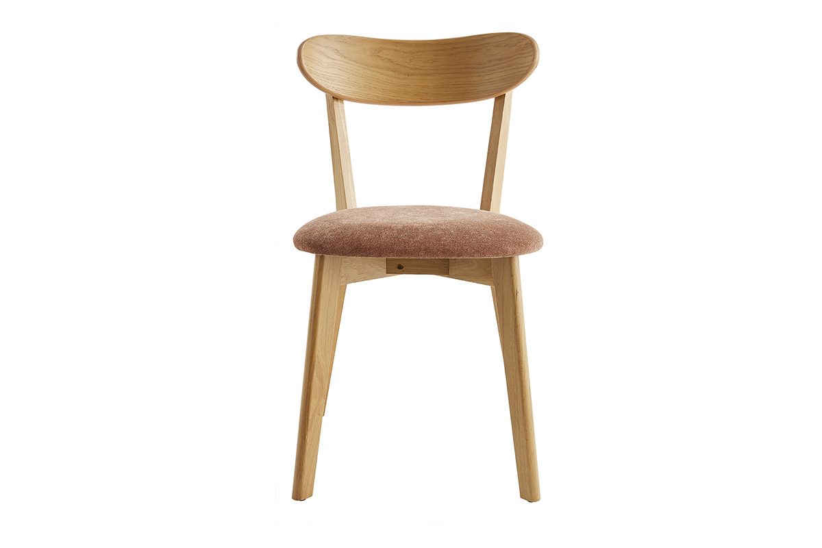 Chaises vintage en bois clair ch�ne et tissu effet velours terre br�l�e (lot de 2) DOVE