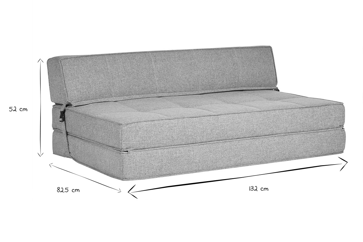 Chauffeuse 2 places convertible en tissu taupe KATY
