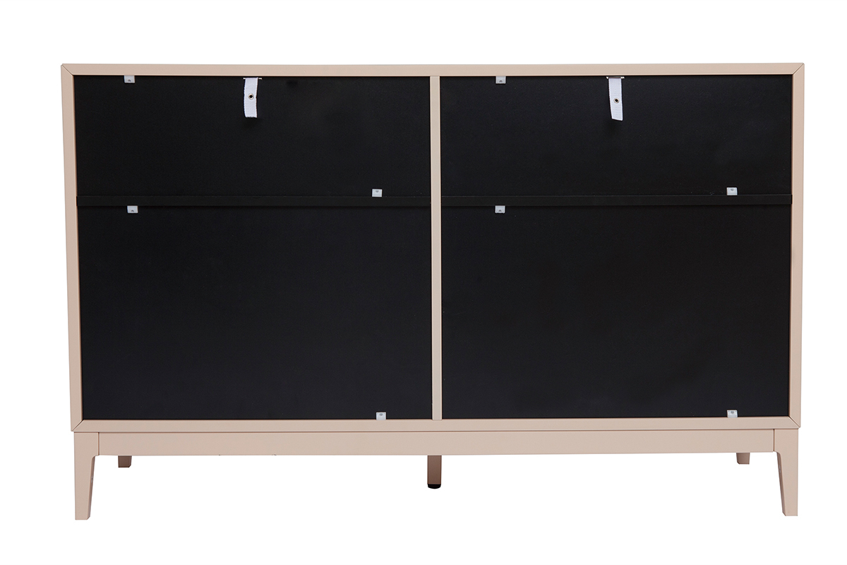 Commode rose poudr� et m�tal dor� 6 tiroirs L120 cm GIANA