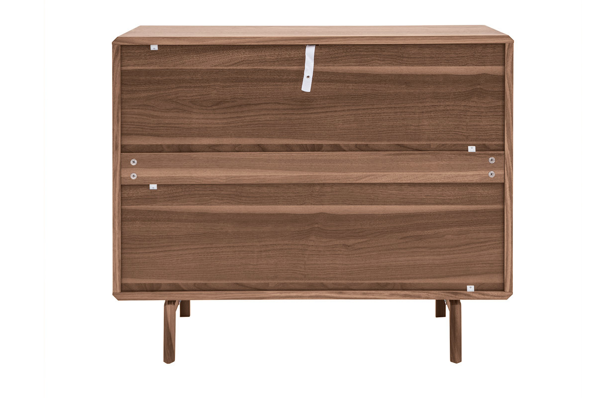Commode vintage en bois fonc� noyer 3 tiroirs L90 cm SUVA