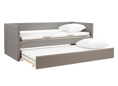 Lit gigogne en tissu gris 90x190 cm ELIE