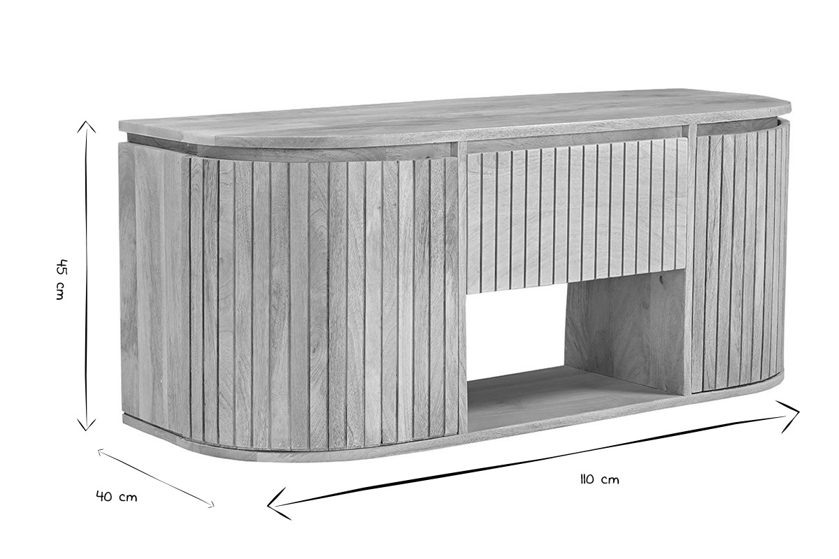 Meuble de salle de bain BALDO en noir et blanc, dimensions 110 cm L, 40 cm P, 45 cm H.