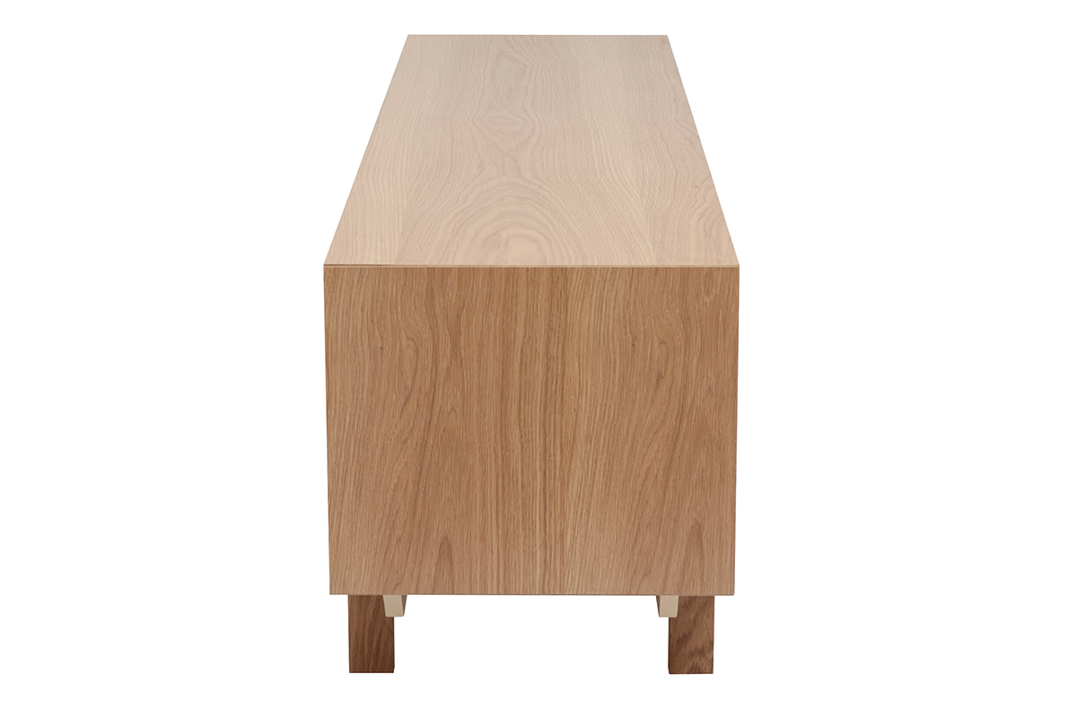 Meuble TV scandinave bois clair ch�ne 2 portes 2 tiroirs L180cm SID