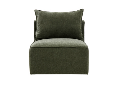 Module droit pour canap&eacute; en tissu effet velours vert kaki KERRY