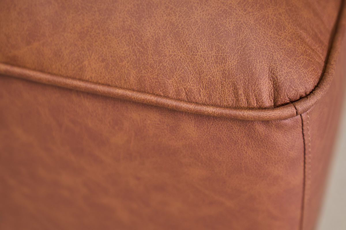 Pouf repose pieds en cuir marron FERGUS