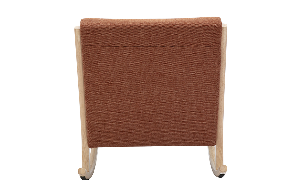 Rocking chair scandinave en tissu effet velours terre br�l�e et bois clair massif DERRY