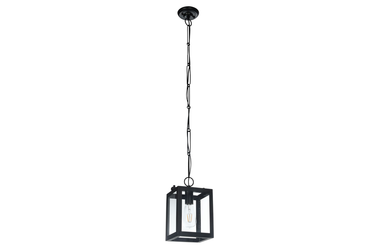 Suspension industrielle en m�tal noir et verre GALERIA