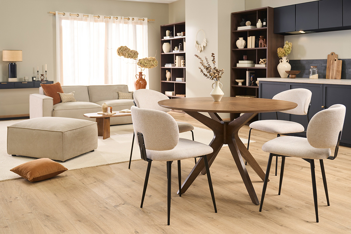Table � manger design ronde noyer D120 cm DIELLI