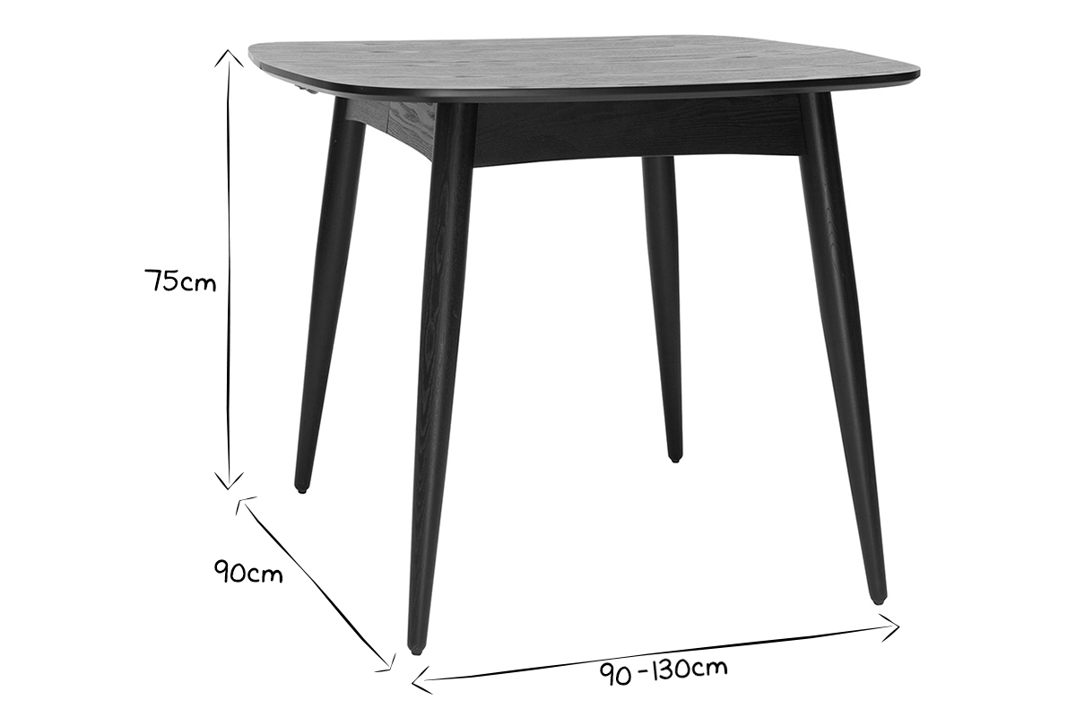 Table � manger extensible carr�e en bois fonc� L90-130 cm NORDECO