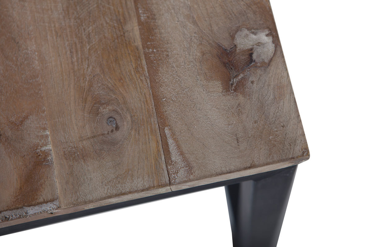 Table basse industrielle carr�e en manguier massif et m�tal FACTORY
