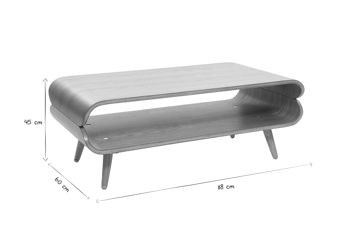 Table basse rectangulaire vintage bois fonc� noyer L118 cm TAKLA