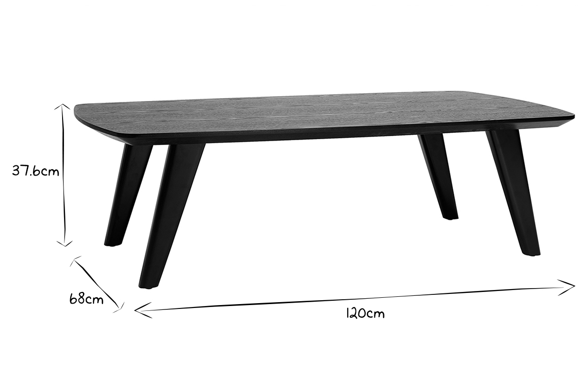 Table basse rectangulaire vintage bois fonc� noyer L120cm FIFTIES