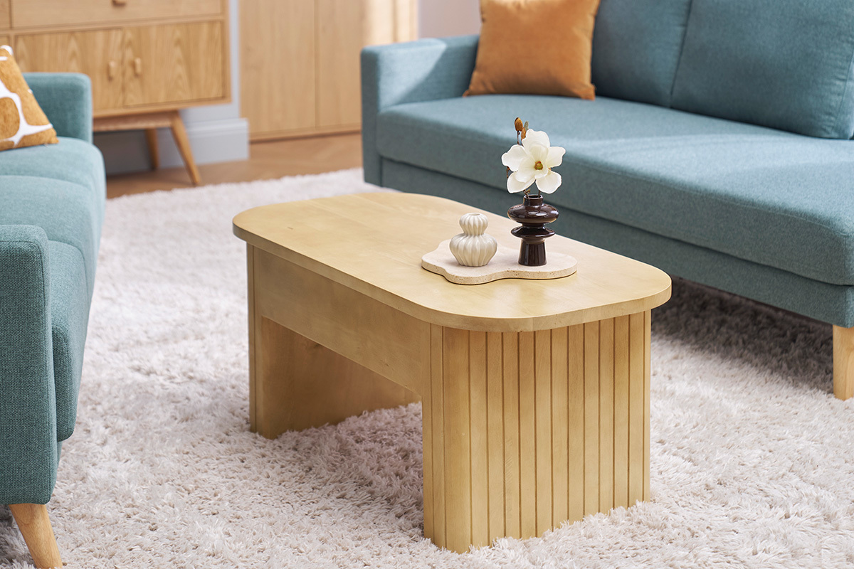Table basse relevable rectangulaire bois manguier massif L100 cm LATIGO