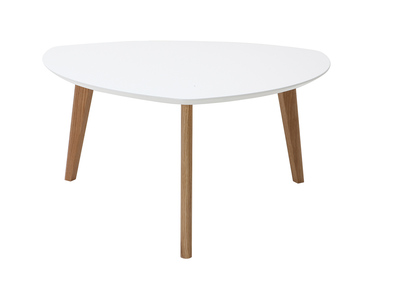 Table basse scandinave blanc et bois clair ch&ecirc;ne L80 cm EKKA