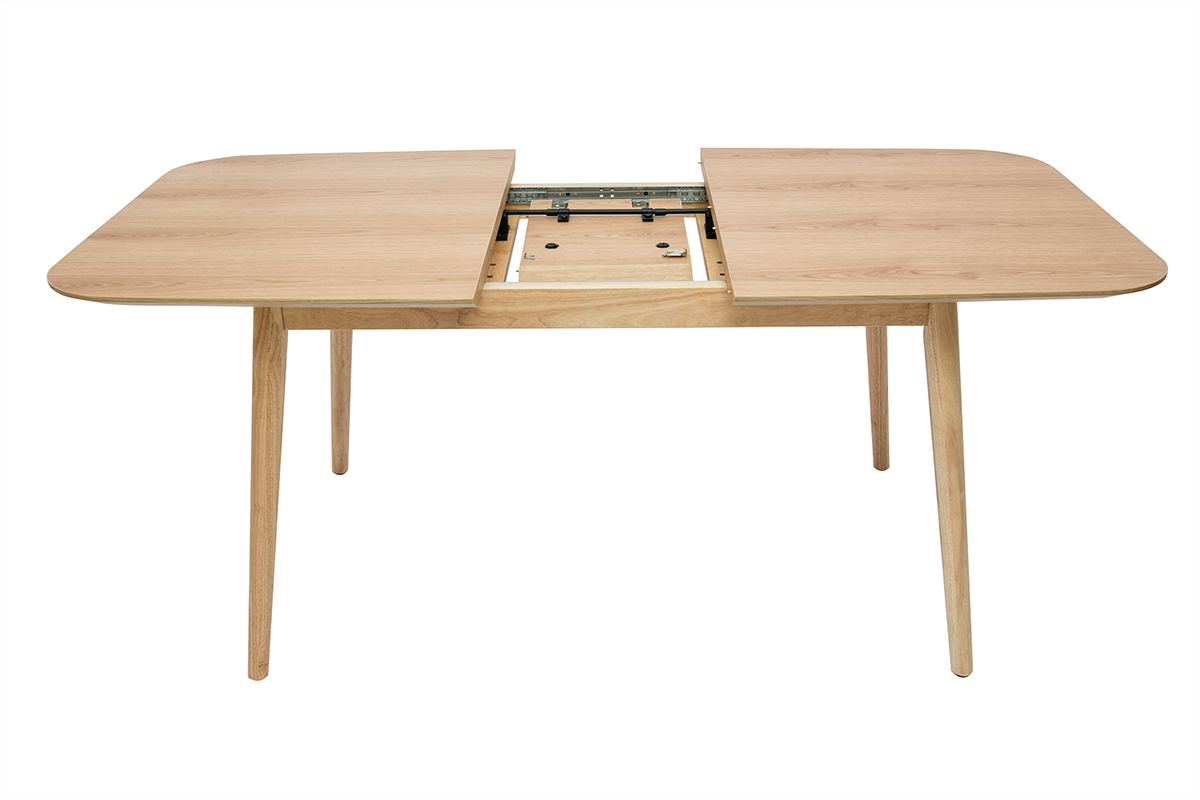 Table extensible rallonges int�gr�es rectangulaire en bois clair ch�ne L140-170 cm ANK