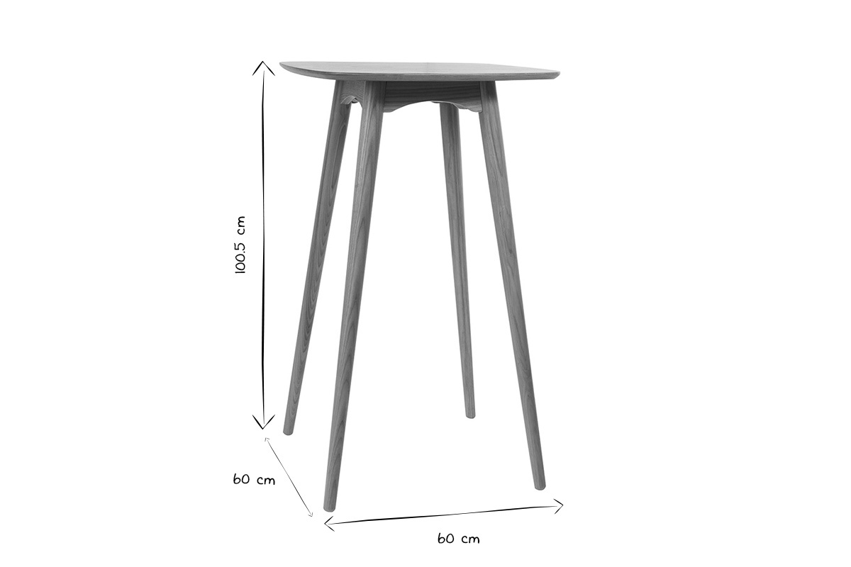 Table haute carr�e fr�ne scandinave L60 cm BALTIK
