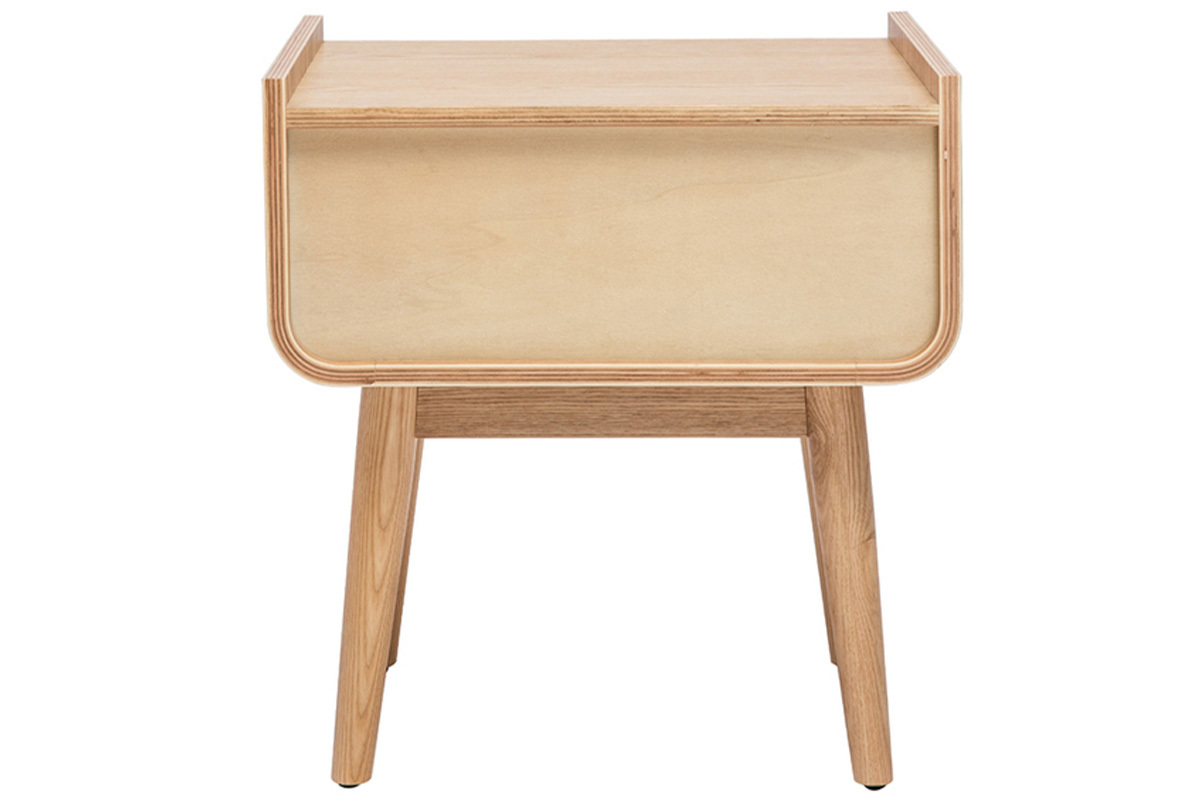 Tables de chevet avec tiroir en bois clair fr�ne et cannage rotin (lot de 2) ATH�NE