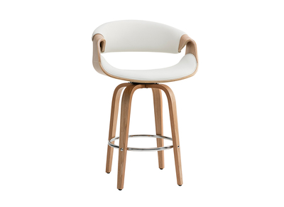 Tabouret de bar design blanc et bois clair H68 cm ARAMIS