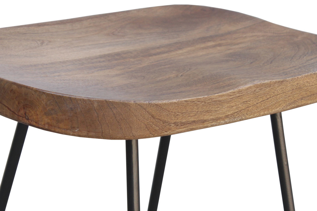 Tabourets de bar bois manguier massif et m�tal 65 cm (lot de 2) RUNKO