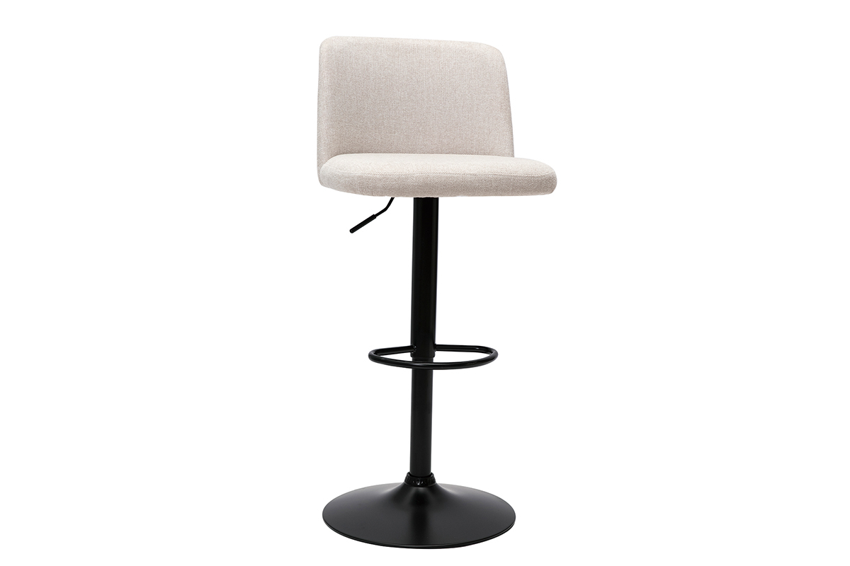 Tabourets de bar r�glables en tissu effet velours textur� beige et m�tal noir (lot de 2) MONTI