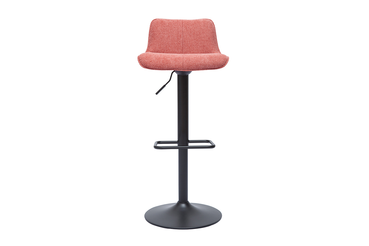 Tabourets de bar r�glables pivotants 360� en tissu effet velours textur� terracotta et m�tal noir (lot de 2) BOOST